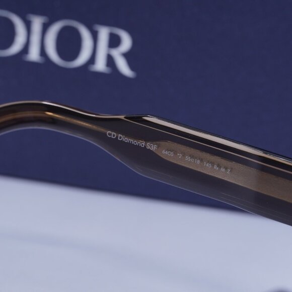 Dior CD DIAMOND S3F 64C0 Square Sunglasses - Transparent Brown/Green - Picture 7 of 10